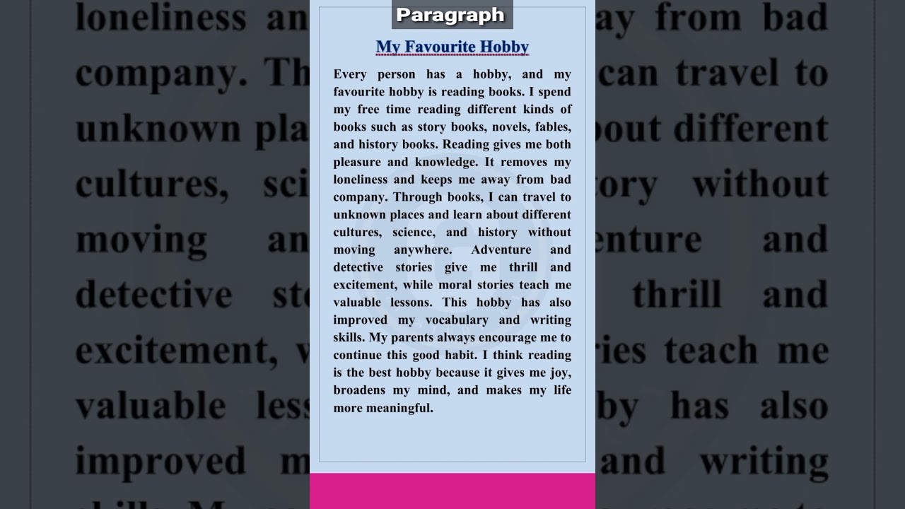 My Hobby Paragraph in English || My favourite hobby eassy in English #english #paragraphwriting