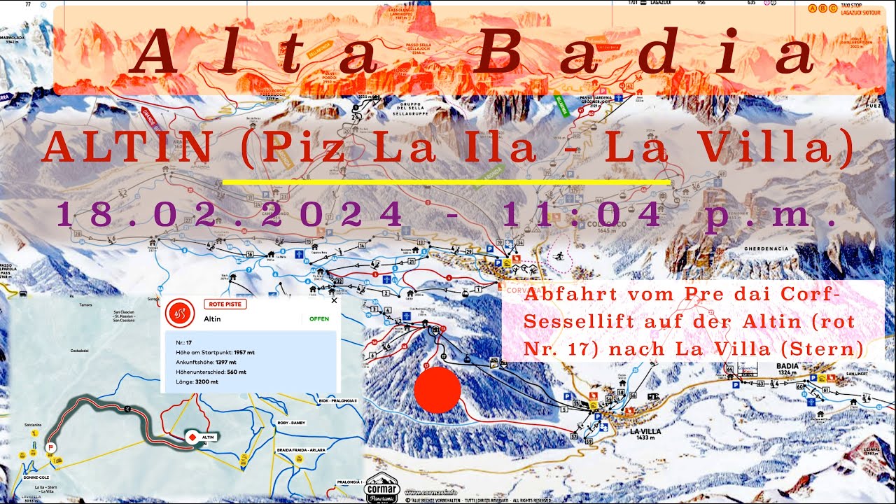 ALTA BADIA: Altin (rot Nr. 17) - Abfahrt vom Piz La Ila nach La Villa│Auf dem Weg zum Kronplatz