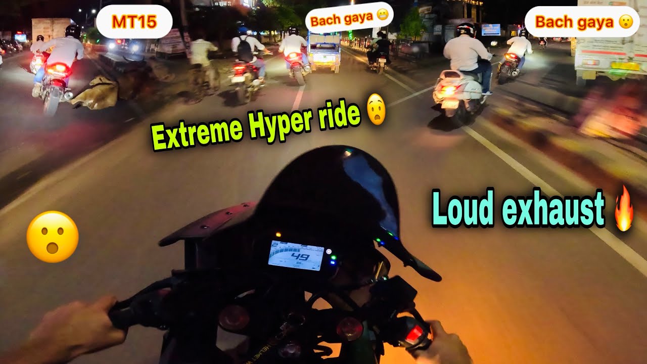 Extreme Hyper night ride on Yamaha Mt15 & R15v4 with loud akrapovic exhaust 😮