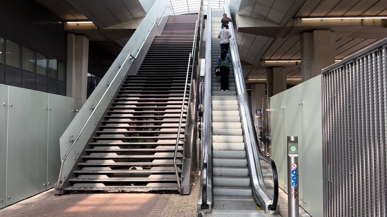 Amsterdam, Netherlands. 1x ThyssenKrupp Escalator ride at Noord Metro Station  - 2nd Entrance