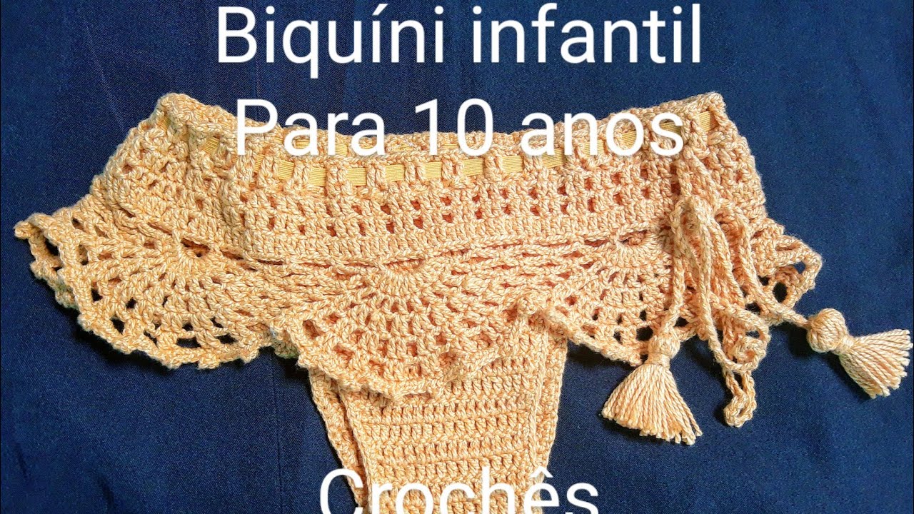 Biquíni ciganinha infantil em crochê para 10 anos ou tamanho P
