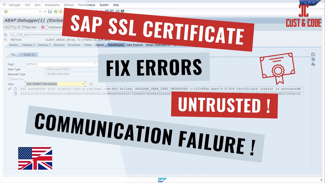 How to fix SAP SSL Certificate Errors - Untrusted / Handshake [english]