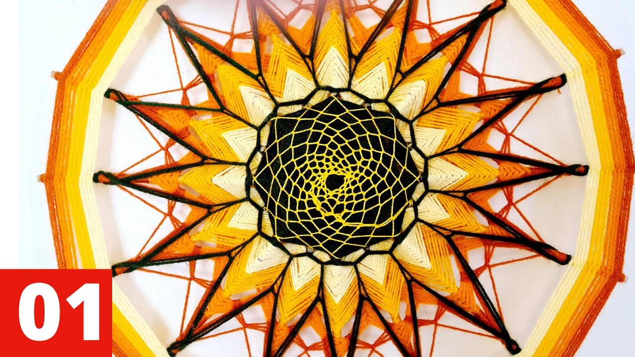 🔴  Mandala de L&atilde; 16 Pontas Girassol - PARTE 1️⃣