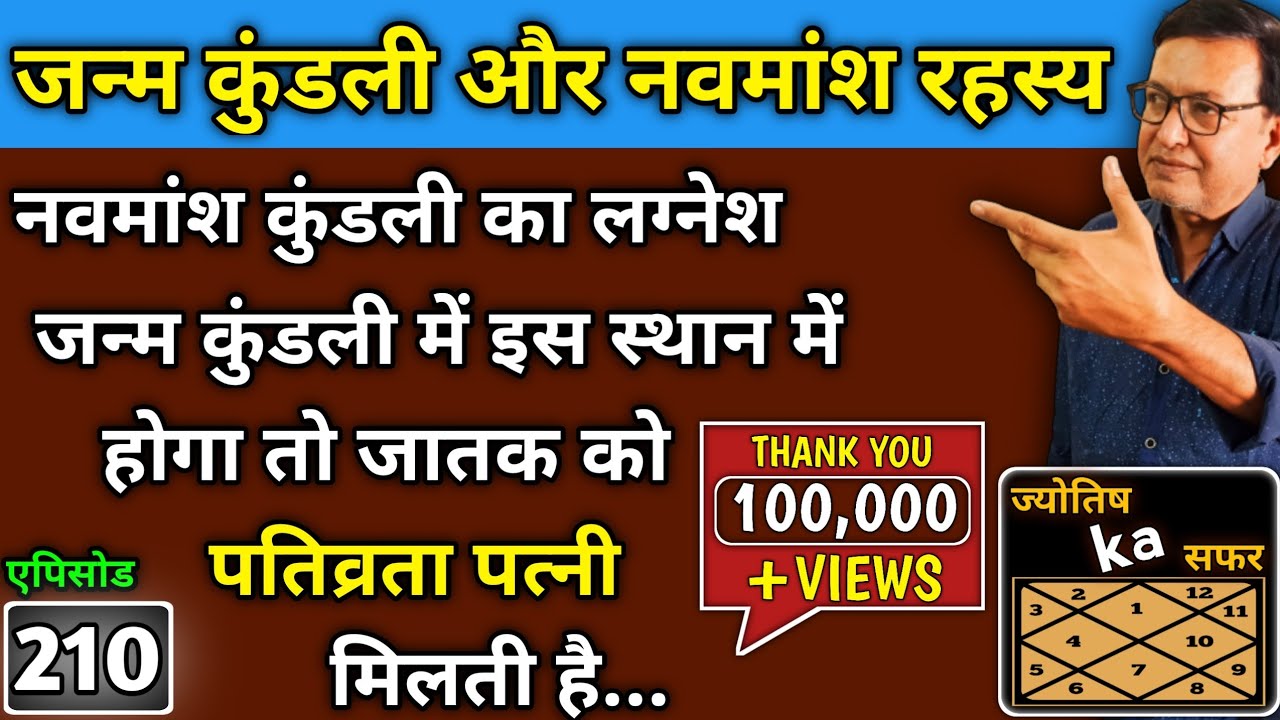 नवमांश कुंडली का लगनेश जन्म कुंडली में इस स्थान में होगा तो जातक को पतिव्रता पत्नी मिलती है।