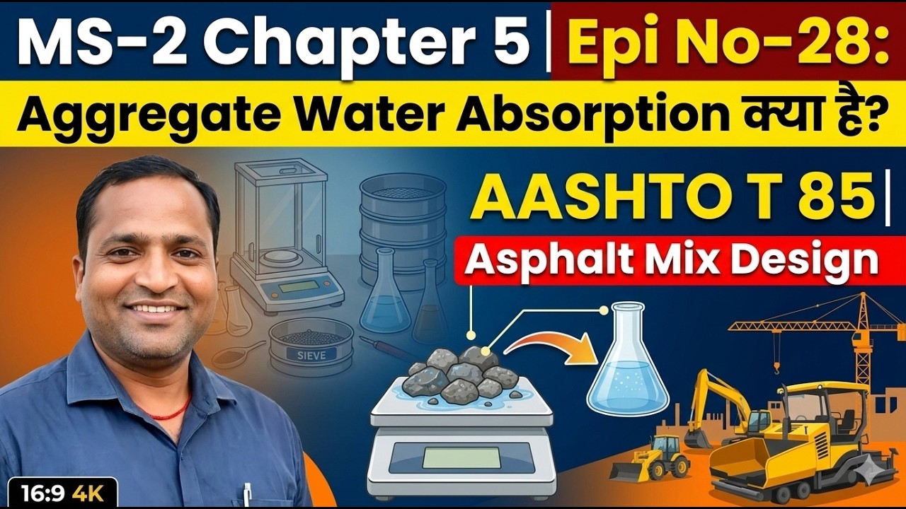 MS-2 Chapter 5 Epi No-28 (Aggregate Water Absorption) क्या है? | AASHTO T 85 | Asphalt Mix Design
