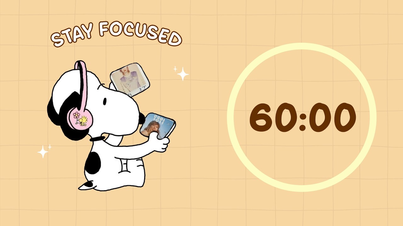 🎧 Study with Me | Snoopy Listening to Music | 60/10 Timer | Chill Lo-fi 🎶 | 4 Hour Focus Session
