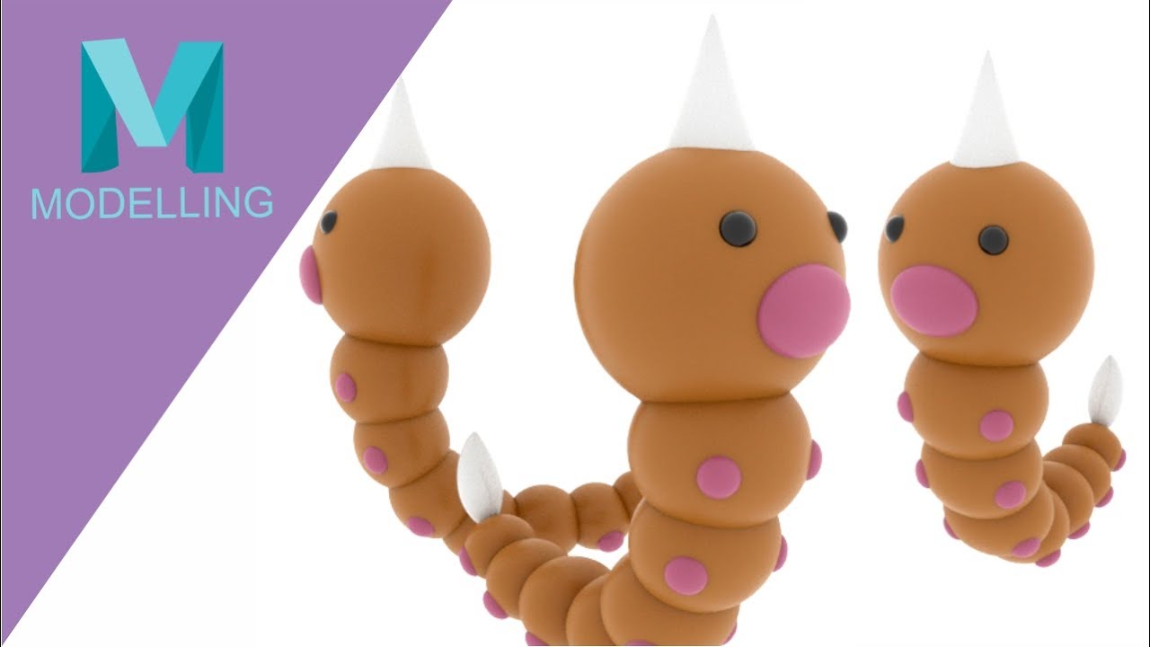 3D MAYA modeling Pokemon WEEDLE. Easy and Fast.