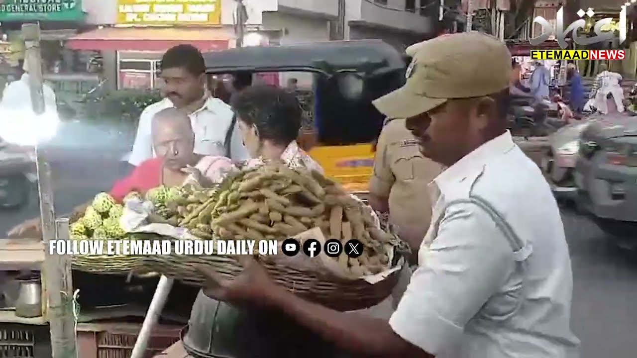 Falaknuma traffic police cleared illegal occupation of footpaths and shops