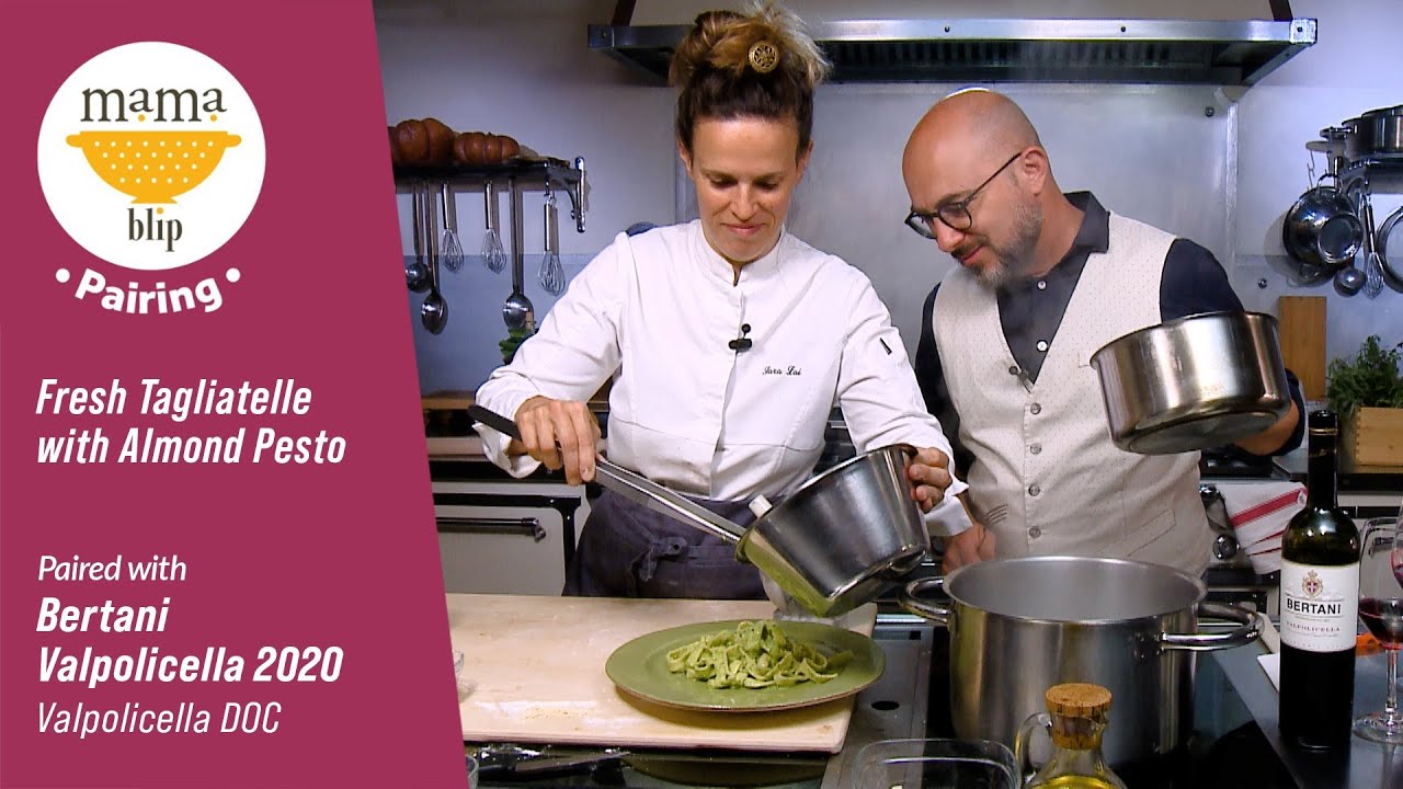 15 Minute Italian Dinner Recipe | Tagliatelle with Almond Pesto paired with Bertani Valpolicella DOC