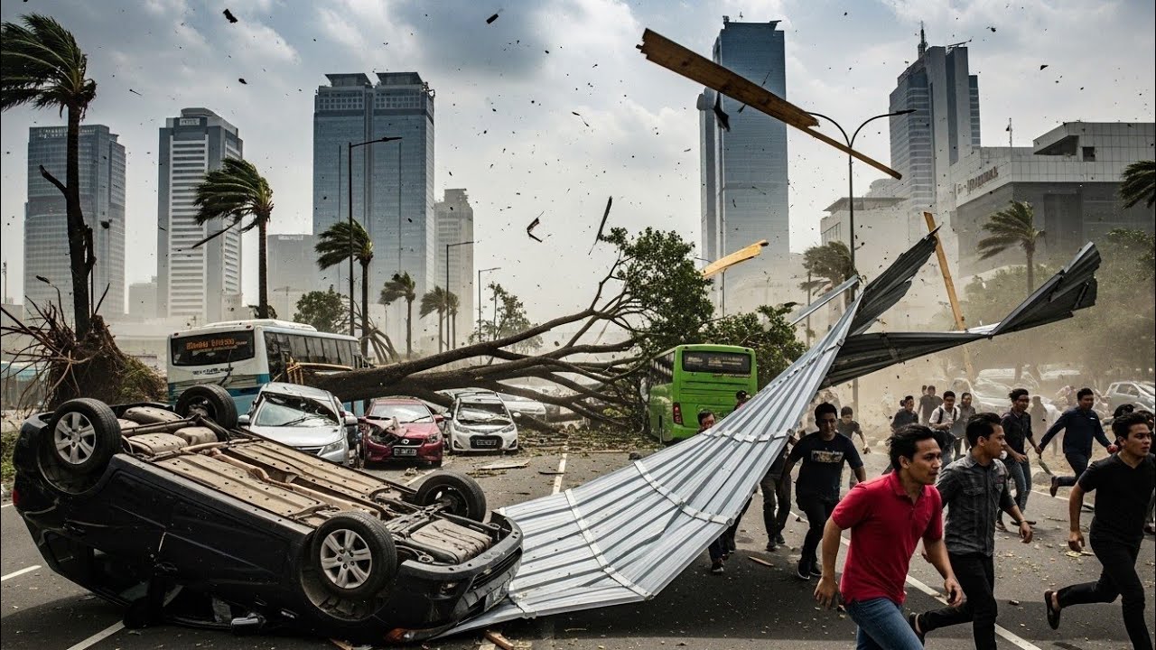 Badai Hujan Angin Terjang Semarang! Puluhan Pohon Tumbang, Tower Ambruk, Kota Lumpuh Sore Itu!