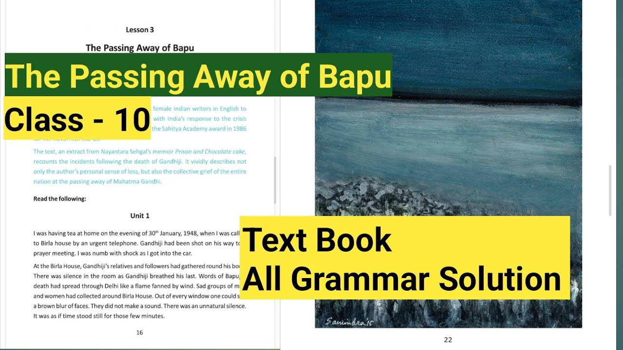 Class10 English Textbook(Bliss)The Passing Away of Bapu Unit-3 GrammarSolution, #wbbse#class10#bliss