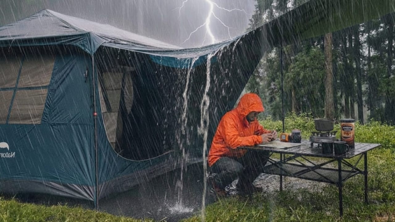⛈️СТРОИТЕЛЬСТВО УБЕЖИЩА ВО ВРЕМЯ СИЛЬНОЙ ЛИВНЕВОЙ БУРИ | Как пережить сильные удары молний