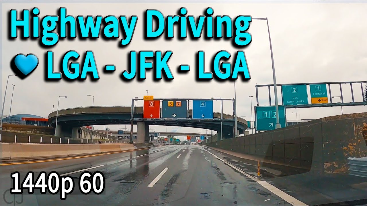 💙, LGA-JFK-LGA, Нью-Йорк Шоссе Вождение под дождем.²·⁷ᴷ⁶⁰