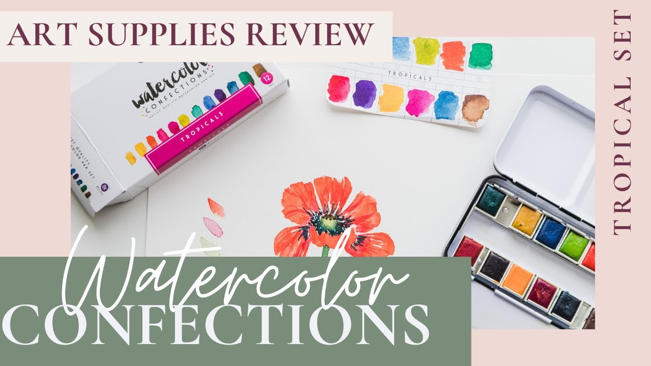 Prima WATERCOLOR CONFECTIONS Tropical Set REVIEW | Real-Time Poppy Flower Tutorial