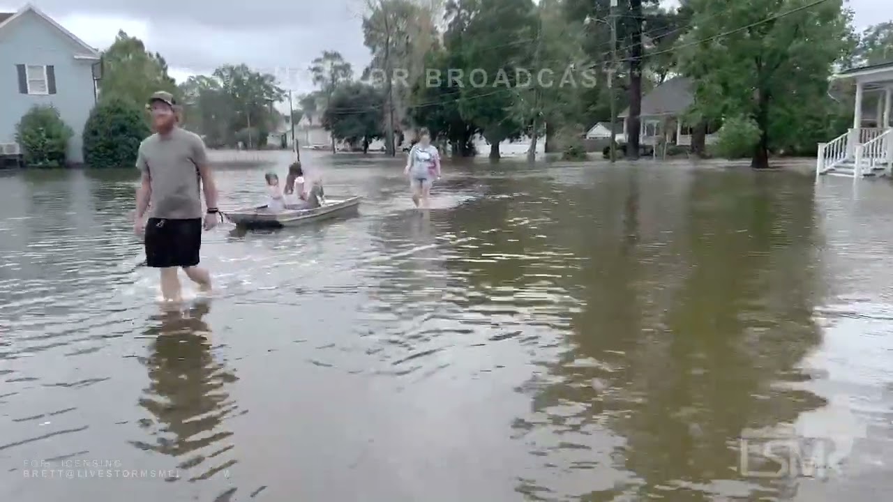 09-23-2023 Belhaven, NC  - Entire Town Flooded, Businesses Flooded, Damaged - Sound With Mayor
