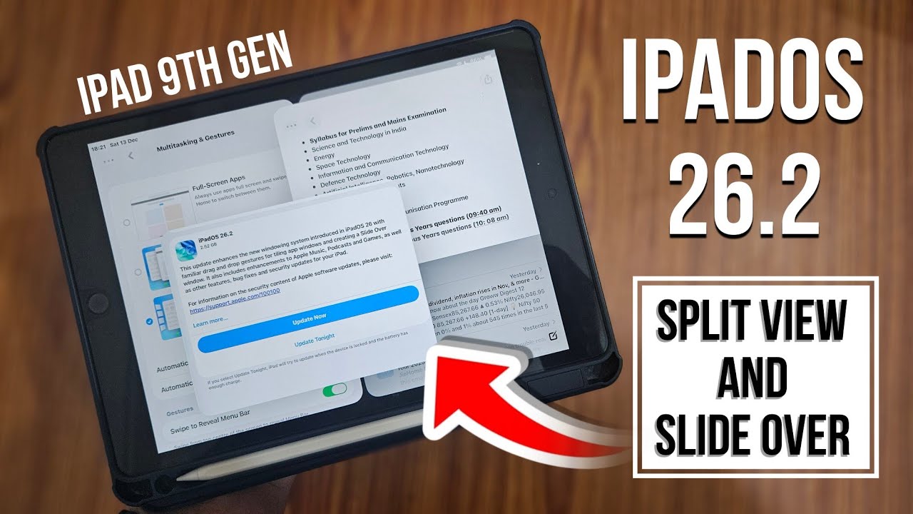 iPad OS 26.2 Slide Over | iPad 9th gen