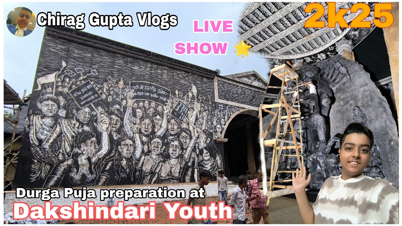 🙏Dakshindari Youth Durga Puja preparation 2k25 with live performances 🙌