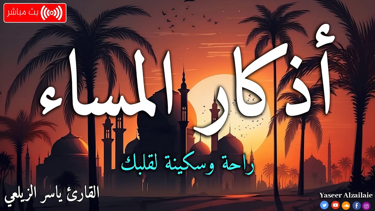 اذكار المساء بصوت يريح قلبك جداااا 🤍! وقاية وكفاية وحرز من كل شر ||  ياسر الزيلعي