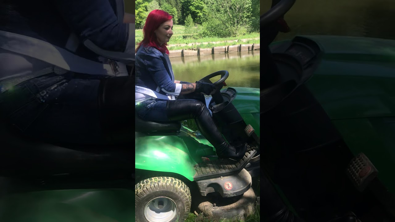 cut the lawn in thigh high boots