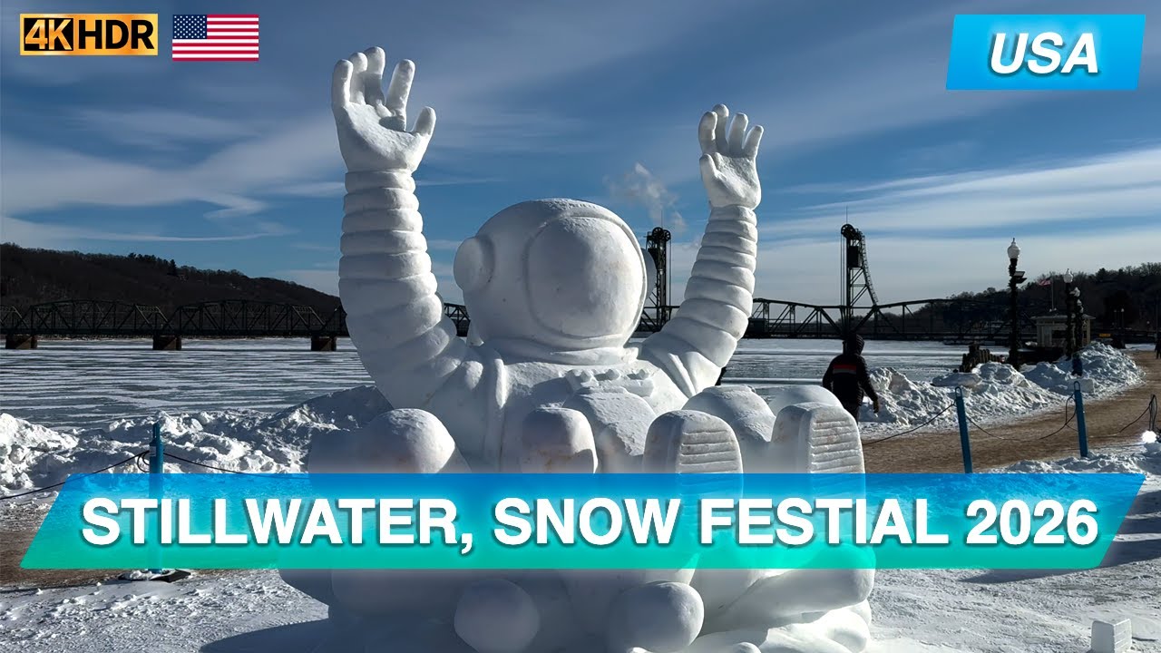 2026 SNOW SCULPTURE FESTIVAL, STILLWATER, MINNESOTA, USA 4K