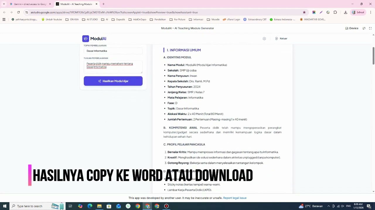 Generator AI Ver 1.1. Untuk Perangkat Ajar