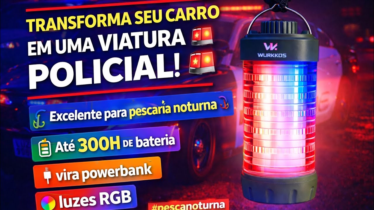 COM ESSA LANTERNA SEU CARRO VIRA ATÉ UMA VIATURA POLICIAL! WURKKOS CL01 IDEAL PARA PESCA NOTURNA...