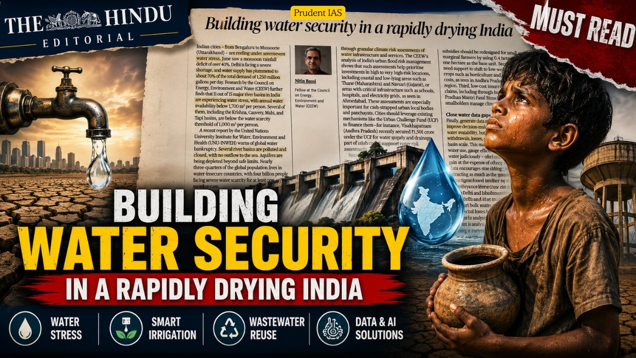India's Water Crisis Explained | The Hindu Editorial Analysis | Water Security for UPSC GS-3