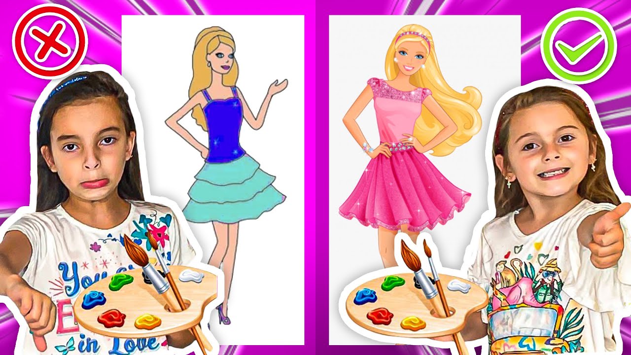 Desafio colorindo com 3 cores a BARBIE gigante - Compilação