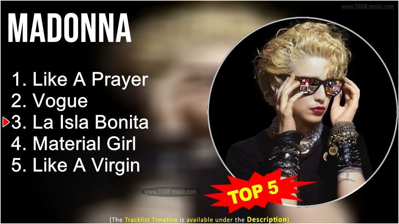 Madonna ~ TOP 5 GREATEST HITS ~ Like A Prayer, Vogue, La Isla Bonita, Material Girl