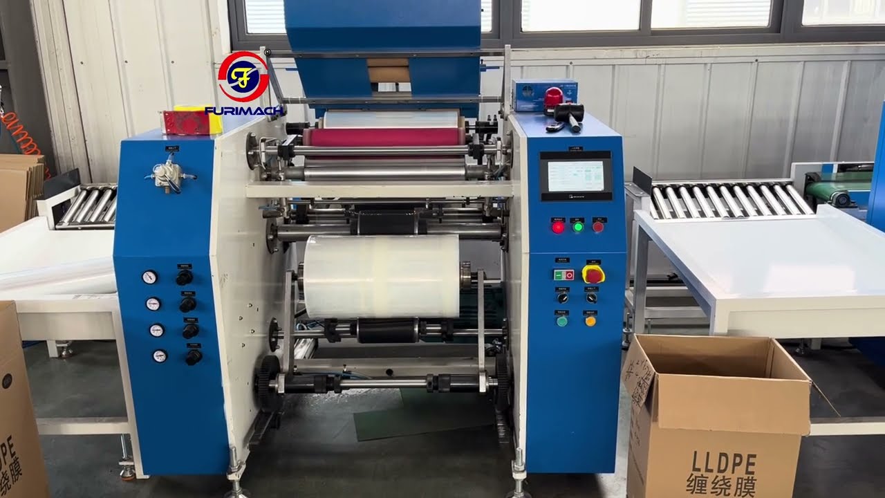 REN-122B Automatic Stretch Film Rewinding Machine | Shaftless Stretch Film Rewinder