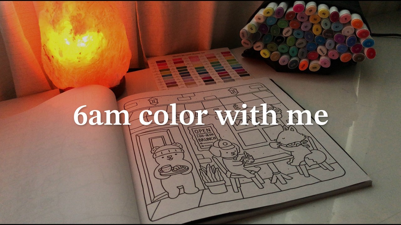 coloring at 6am ☕☀️ | color with me | fuzzy hygge coloring book (coloring asmr with Ohuhu Markers)