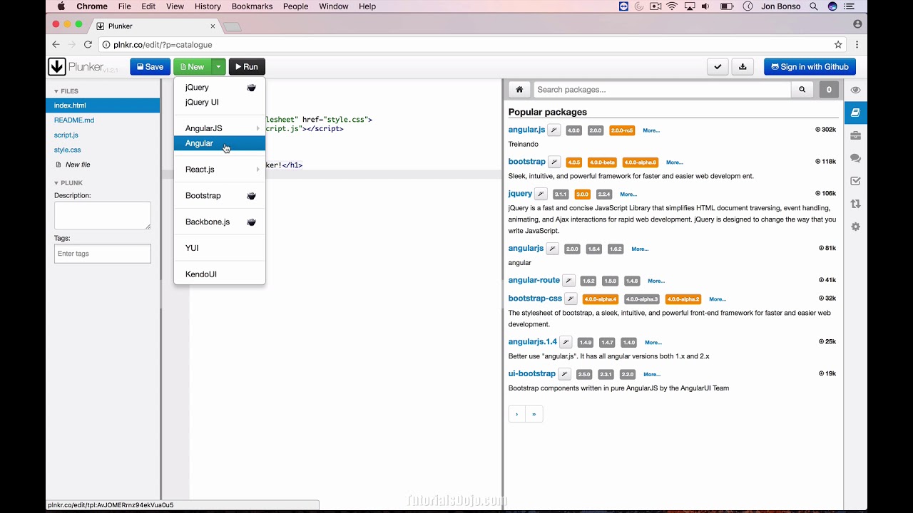How to create an Angular app with PLunker