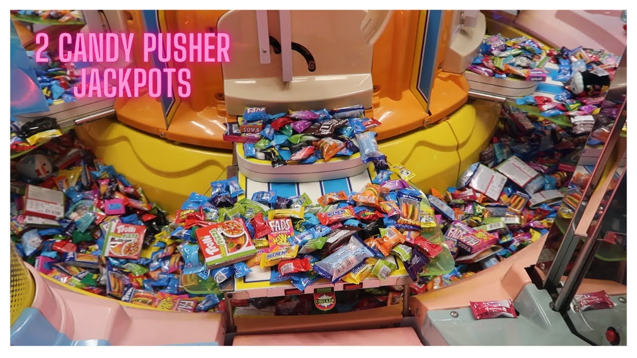 Winning 2 Candy Pusher Jackpots! Lots of Prizes and Lollies - BIG SWEET LAND Arcade Game