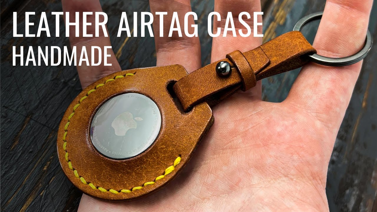 When chose the easiest way... Making a HANDMADE Leather AirTag Case - ASMR DIY