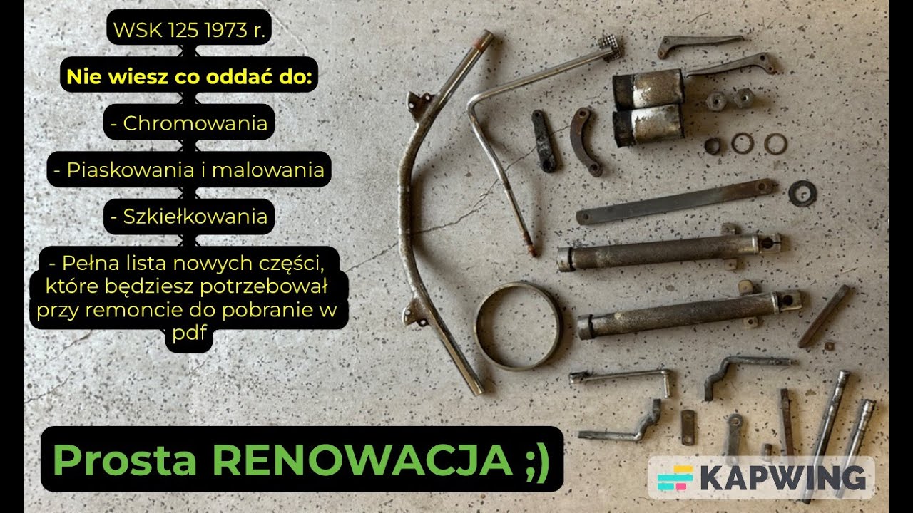 WSK 125 1973 r., lista potrzebnych nowych części, co kupić? Co do chromowania? Co do malowania? cz.3