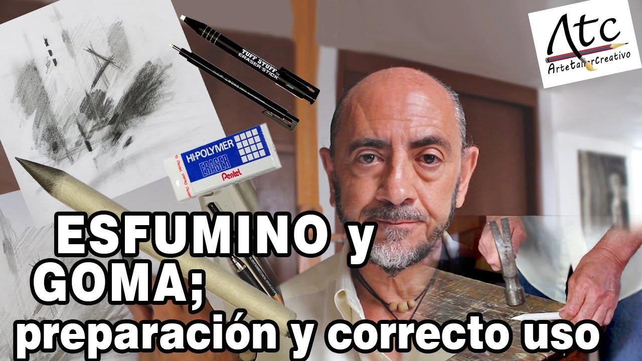 ESFUMINO y GOMA de BORRAR, accesorios del GRAFITO; preparación y uso correcto para el DIBUJO