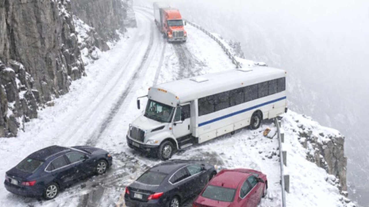 Crazy icy road nightmare! Extreme crash caught on camera