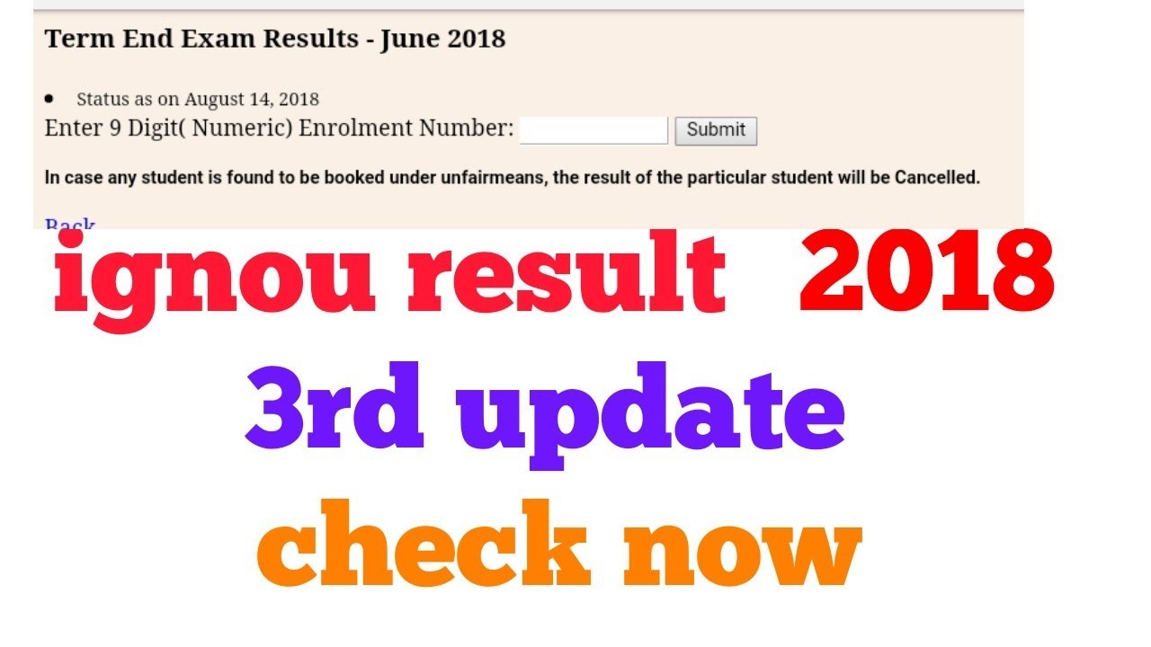 ignou result june 2018 || 3rd update || ignou results