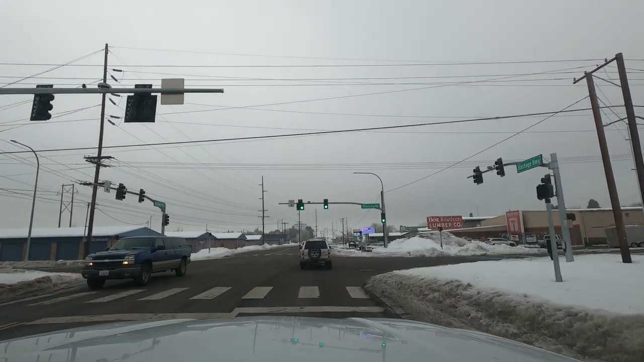 Driving through a Snowy Ellensburg, Washington