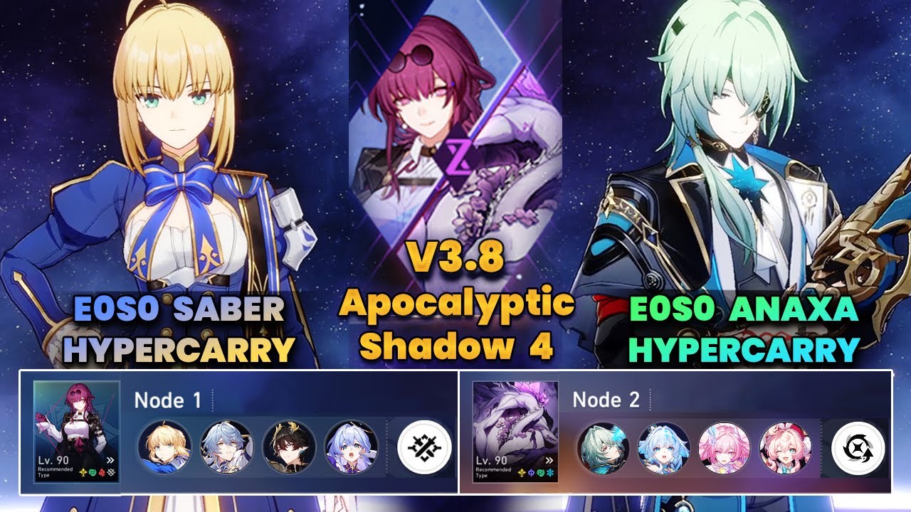 E0S0 Saber Hypercarry & E0S0 Anaxa Hypercarry | Apocalyptic Shadow | 3 звезды | HSR | V3.8 |