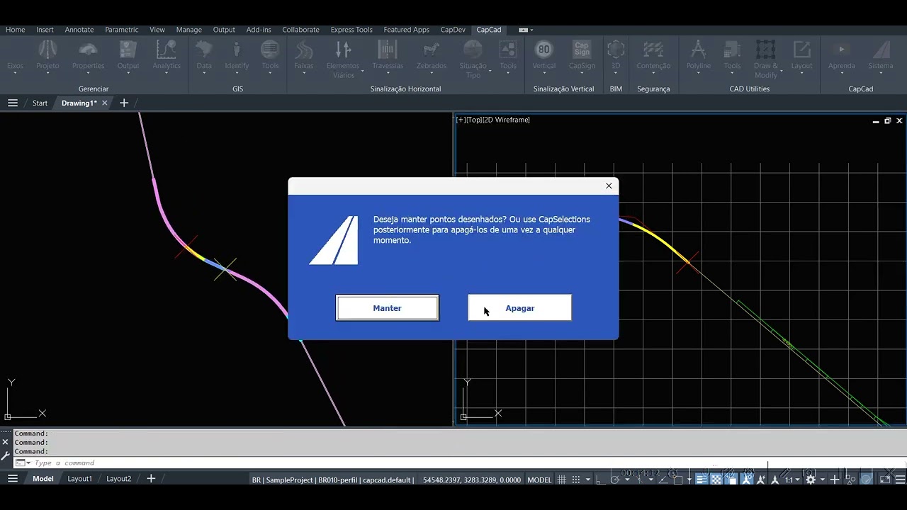 CapAnalytics Visibilidade: análise ultrapassagem horizontal/vertical e inclinações com sinalização