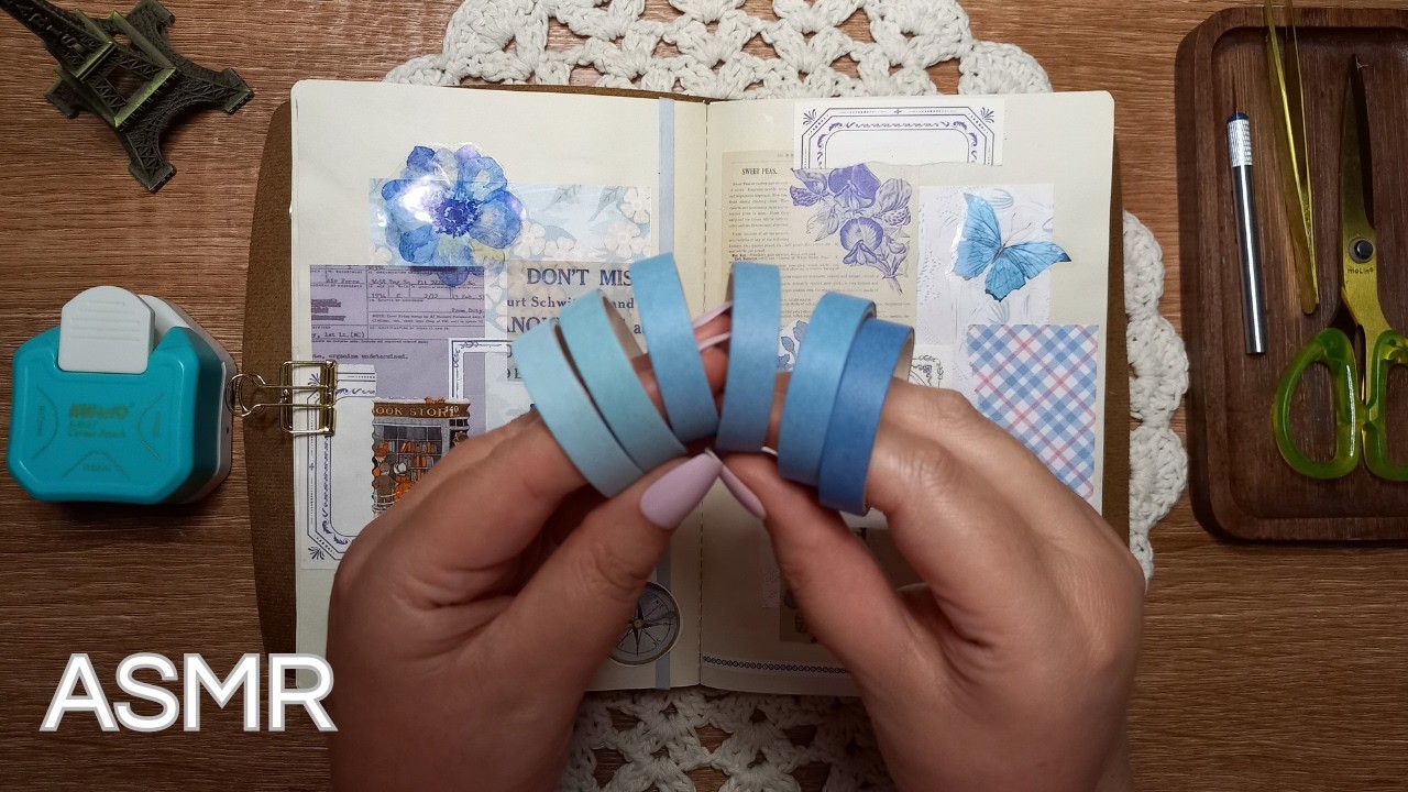ASMR with blue collage 🩵 What's your favorite color? #asmr #papertherapy 
