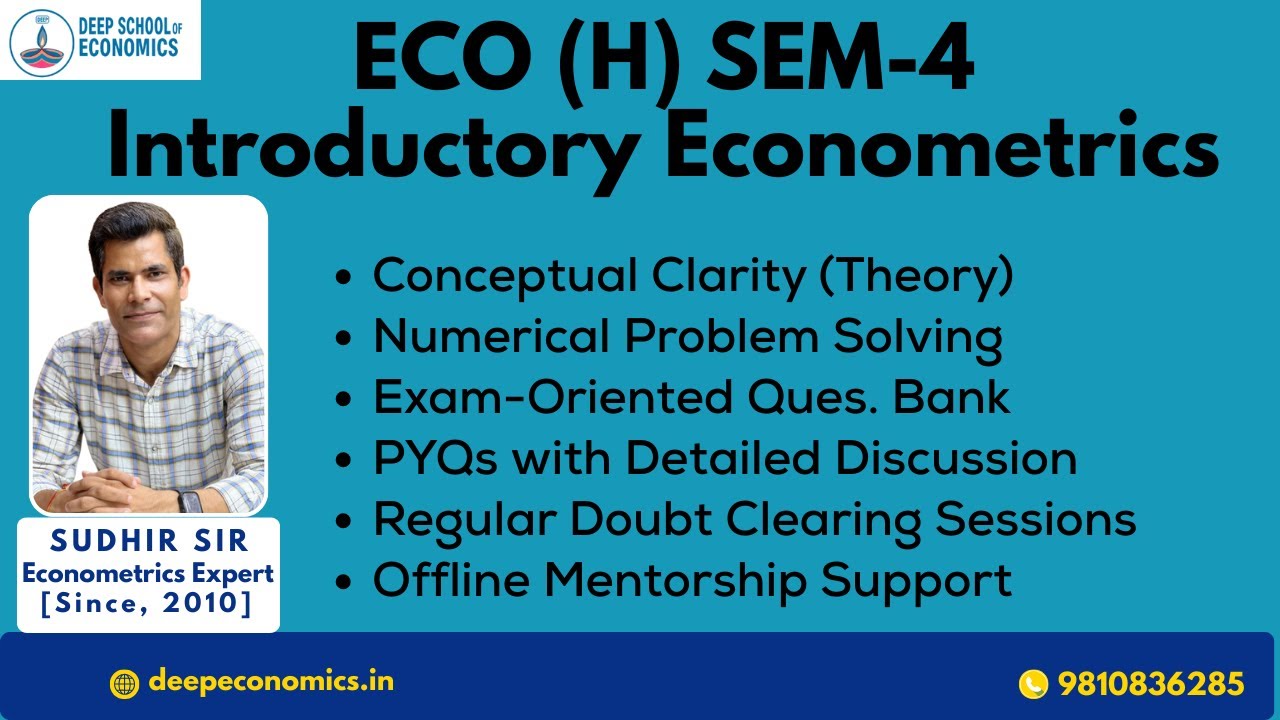 [2026] Eco(h) Sem-4 Econometrics | Lecture-00 by Sudhir Sir