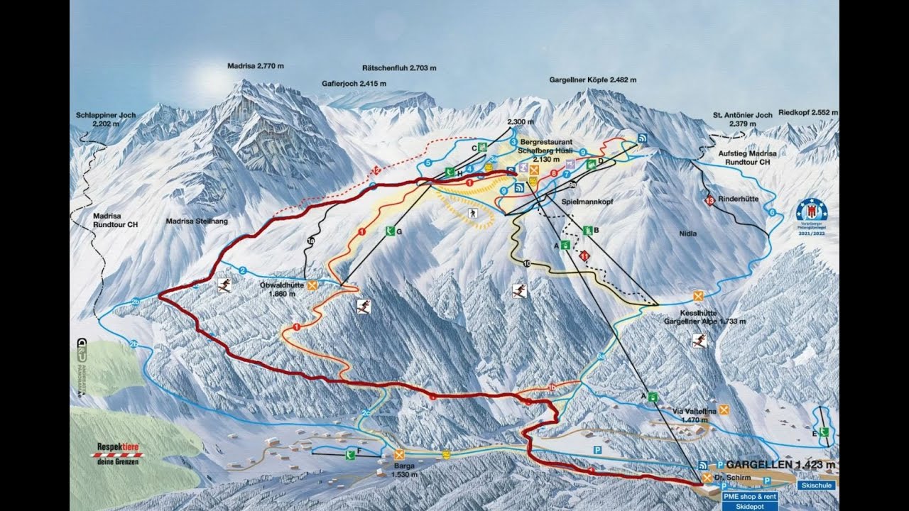 Gargellen Piste 2 Blue Verbindung-Forstweg-Schnapfenwald (ski video)