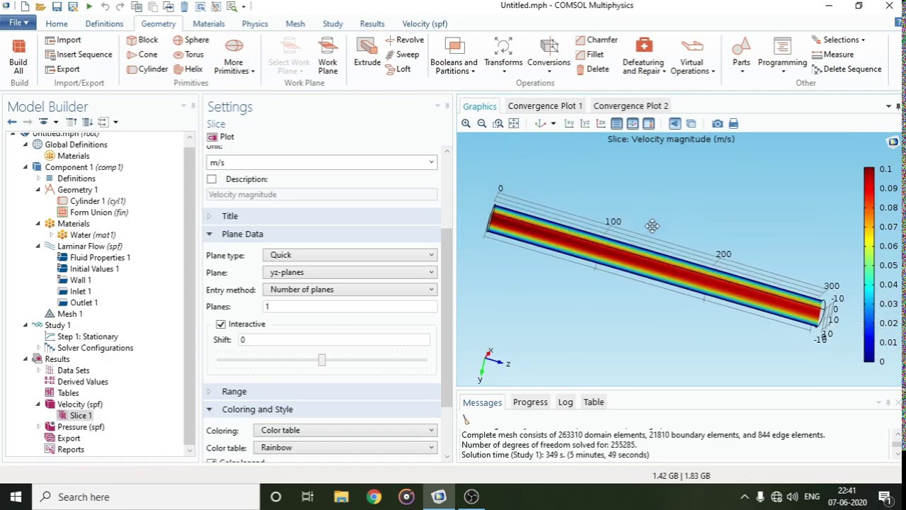 Laminar Flow Analysis by COMSOL Multiphysics (Fluid Flow Module)