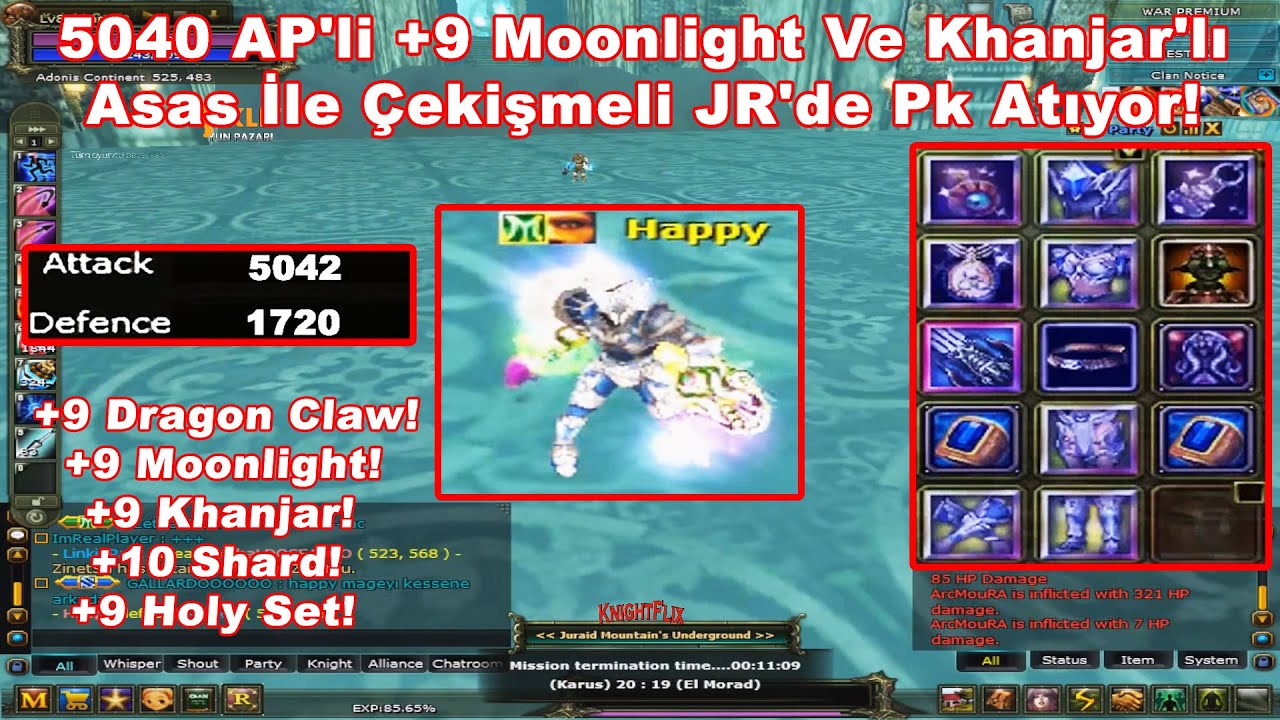 KhangNOCHA | 5040 AP'li +9 Moonlight Ve Khanjar'lı Asas İle Çekişmeli JR'de Pk Atıyor! Knight Online