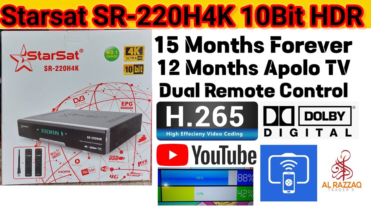 Starsat SR 220H4K UHD 10Bit H.265 4K HDR Amazing Picture Unboxing and Full Review ART Satellite