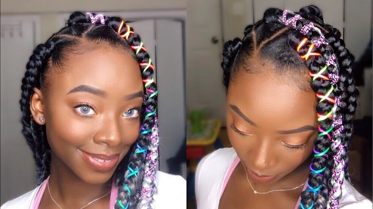 Jumbo box braids (rubber band method )