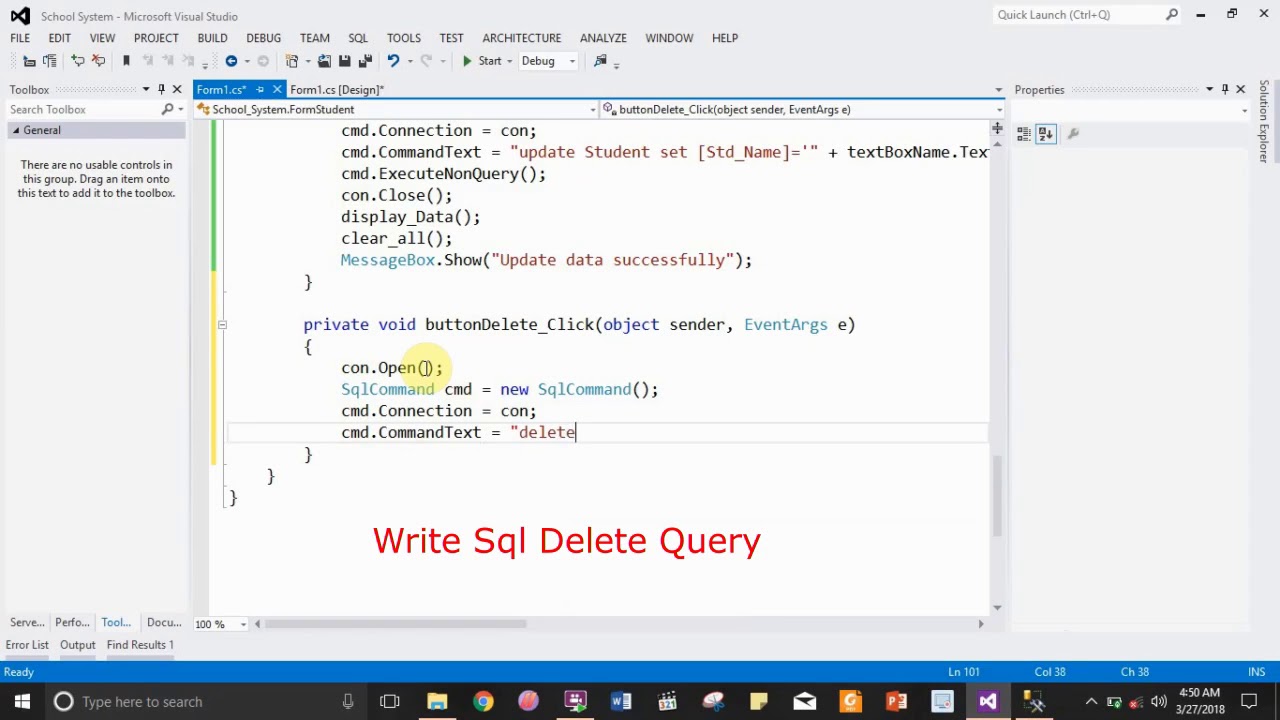 C# Tutorial 6  How to delete data from Database through Data Grid View on windows form