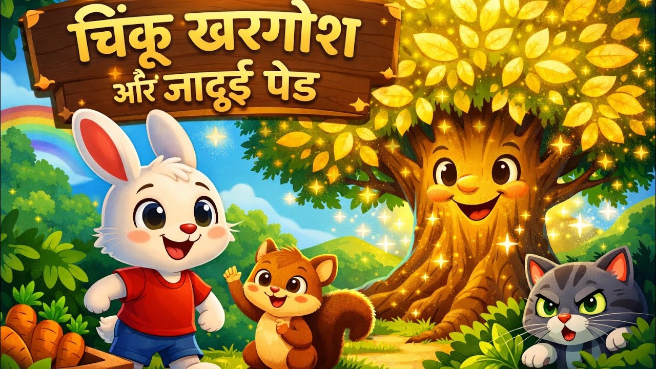 चिंकू खरगोश और जादुई पेड़ | एक मजेदार और सीख देने वाली कार्टून कहानी 🐰🌳✨